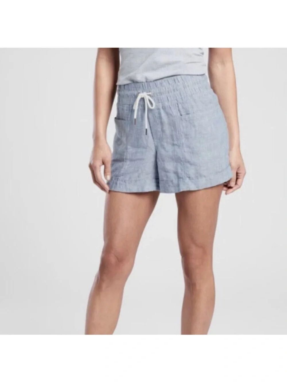 Athleta Cabo Linen 4” Blue Short Women’s Size 8